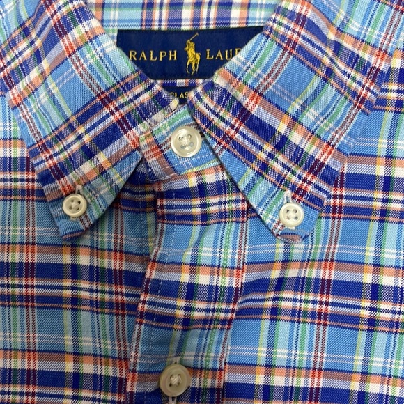RALPH LAUREN POLO MENS CLASSIC FIT PLAID OXFORD BUTTON SHIRT w/ STRETCH SZ M - Picture 4 of 9
